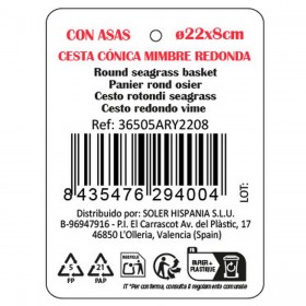 Scatola portaoggetti Privilege vimini ø 22 x 8 cm (12 Unità)
