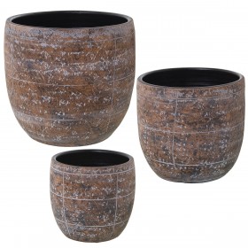 Set di vasi da fiori Alexandra House Living Marrone Ceramica (3 Pezzi)