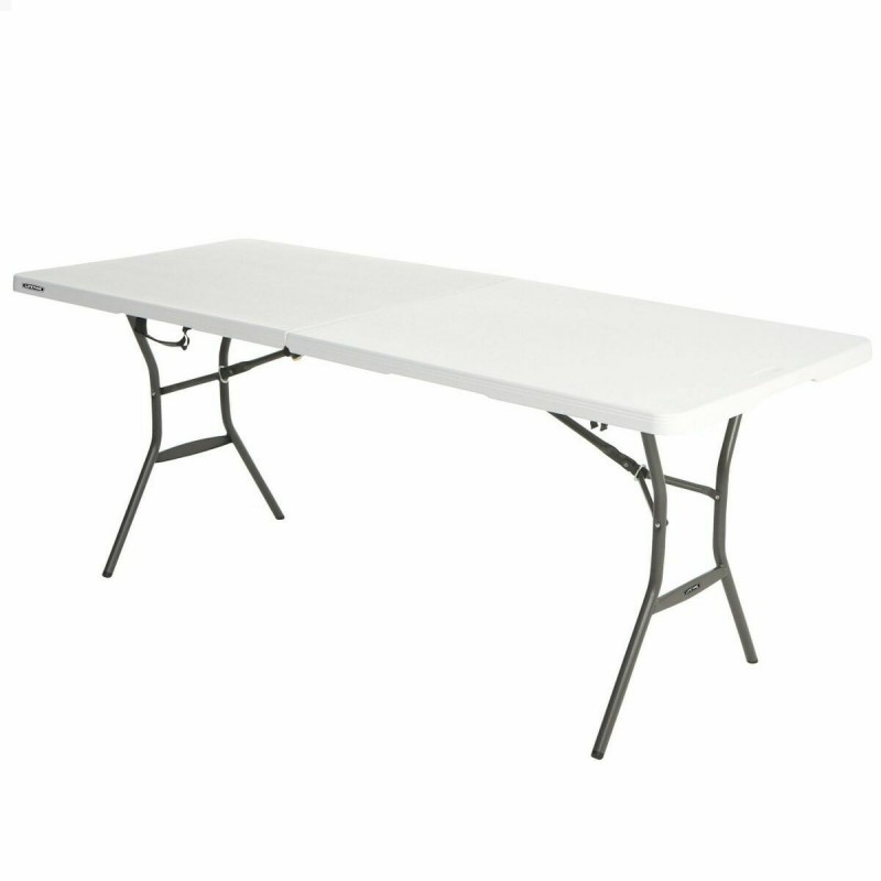 Tavolo Pieghevole Lifetime Bianco Rettangolare Acciaio Plastica 185 x 76 x 74 cm