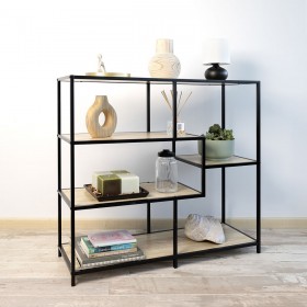 Tavolo aggiuntivo Vinthera Moa Nero Beige 100 x 90 x 34 cm