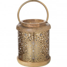Lanterna Alexandra House Living Dorato Legno 18 x 25 x 18 cm