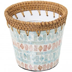 Vaso Alexandra House Living Multicolore Rattan Madreperla Stampa 18 x 14 x 18 cm
