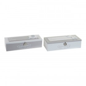 Scatola Decorativa DKD Home Decor Metallo Legno MDF (24 x 8 x 6 cm) (2 pcs)