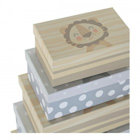 Set di Scatole Decorative DKD Home Decor Multicolore Cartone Per bambini Leone 41 x 28 x 18,5 cm 6 Pezzi
