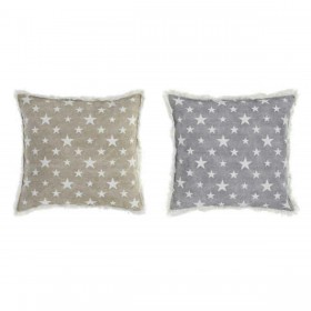 Cuscino DKD Home Decor Grigio Beige Poliestere Cotone Alluminio (45 x 10 x 45 cm) (2 Unità)