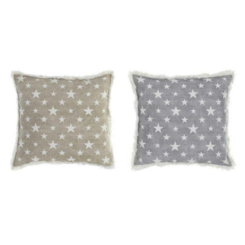 Cuscino DKD Home Decor Grigio Beige Poliestere Cotone Alluminio (45 x 10 x 45 cm) (2 Unità)