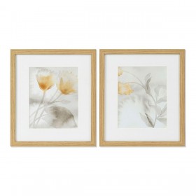 Quadro DKD Home Decor Drawed Leaf 33 x 3 x 38 cm Tradizionale Foglia della pianta (2 Unità)