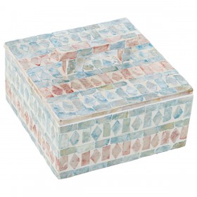 Scatola Decorativa Alexandra House Living Multicolore Rattan Madreperla 16 x 7 x 16 cm