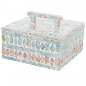 Scatola Decorativa Alexandra House Living Multicolore Rattan Madreperla 16 x 7 x 16 cm