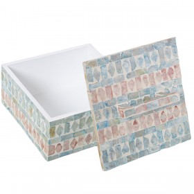 Scatola Decorativa Alexandra House Living Multicolore Rattan Madreperla 16 x 7 x 16 cm