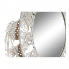 Specchio da parete DKD Home Decor Bianco Boho Macramé 75 x 2 x 75 cm