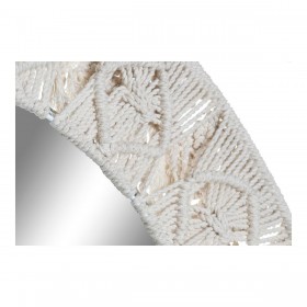 Specchio da parete DKD Home Decor Bianco Boho Macramé 75 x 2 x 75 cm