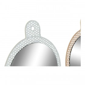 Specchio da parete DKD Home Decor Bianco Rosa 22 x 1,5 x 40 cm (2 Unità)
