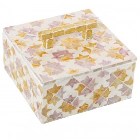 Scatola Decorativa Alexandra House Living Multicolore Rattan Madreperla 16 x 7 x 16 cm