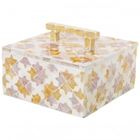 Scatola Decorativa Alexandra House Living Multicolore Rattan Madreperla 16 x 7 x 16 cm