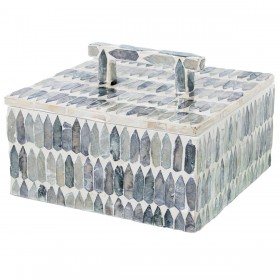 Scatola Decorativa Alexandra House Living Multicolore Rattan Madreperla 16 x 7 x 16 cm