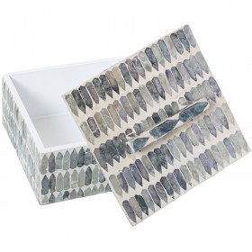 Scatola Decorativa Alexandra House Living Multicolore Rattan Madreperla 16 x 7 x 16 cm