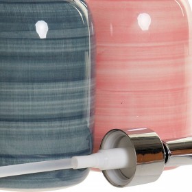 Dispenser di Sapone DKD Home Decor Azzurro Rosa PVC Gres Scandinavo 8 x 8 x 16 cm (2 Unità)
