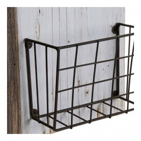 Portariviste DKD Home Decor Bianco Marrone Metallo Legno di  paulownia (57 x 10 x 40 cm)