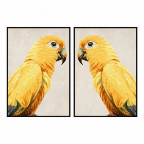 Quadro DKD Home Decor Pappagallo Tropicale (103 x 4,2 x 143 cm) (2 Unità)