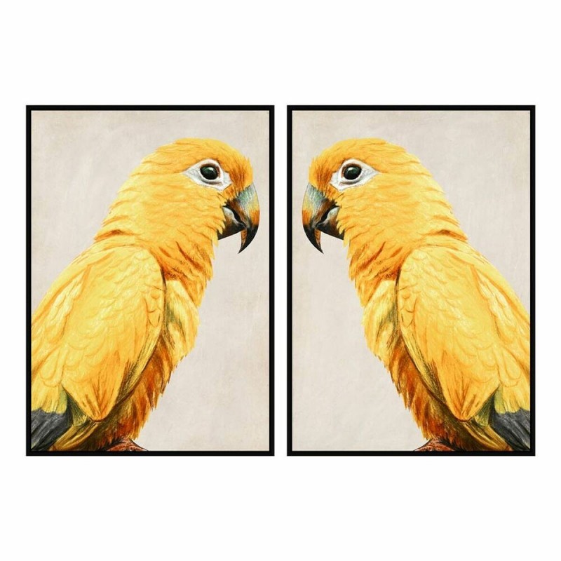 Quadro DKD Home Decor Pappagallo Tropicale (103 x 4,2 x 143 cm) (2 Unità)