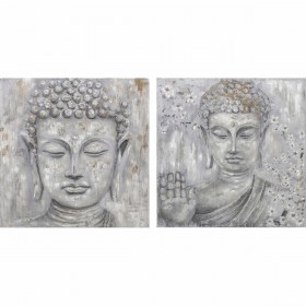 Quadro DKD Home Decor 100 x 2,4 x 100 cm Buddha Orientale (2 Unità)