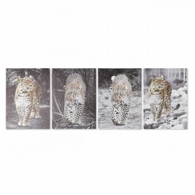 Quadro DKD Home Decor Leopardo Coloniale (50 x 1,8 x 70 cm) (4 Unità)