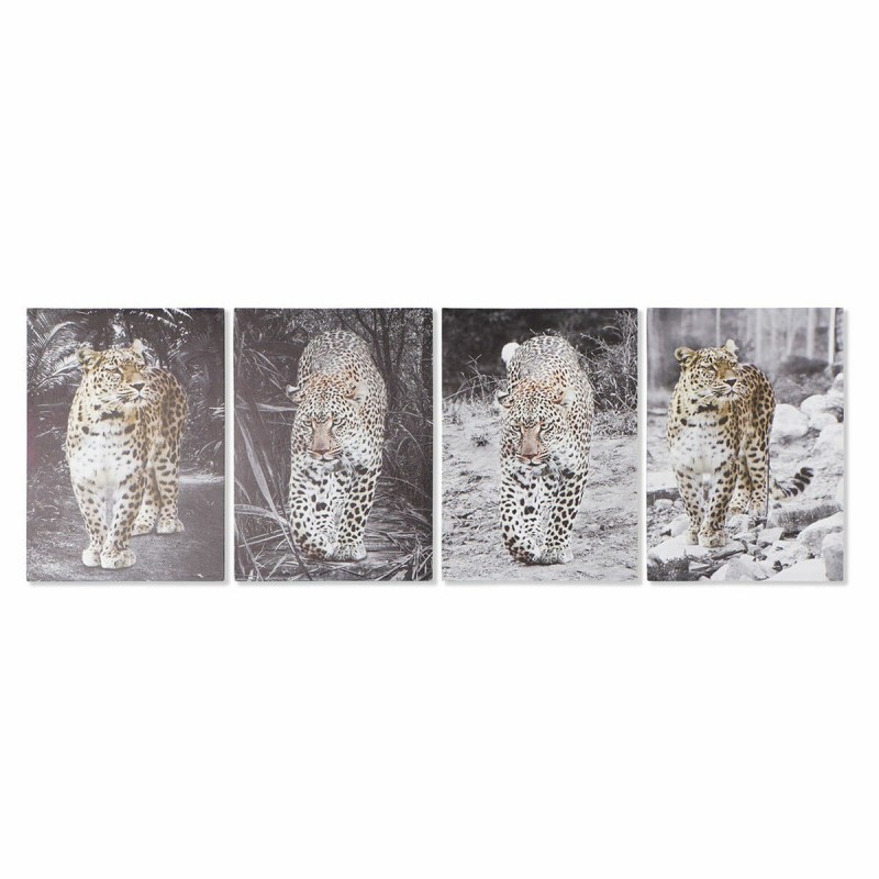 Quadro DKD Home Decor Leopardo Coloniale (50 x 1,8 x 70 cm) (4 Unità)