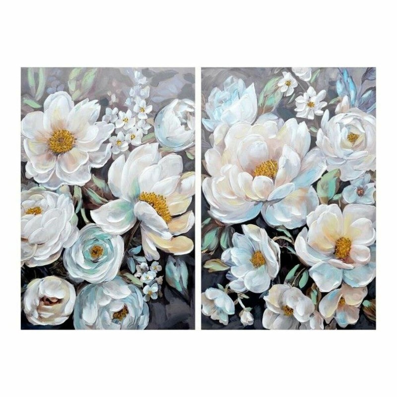 Quadro DKD Home Decor Fiori 80 x 3 x 120 cm Romantico (2 Unità)