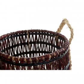 Set di Cestini DKD Home Decor Naturale Lilla Erba di mare (3 Pezzi)