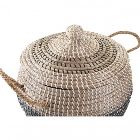 Set di Cestini DKD Home Decor Grigio Naturale Bicolore Erba di mare Boho 41 x 41 x 33 cm (2 Unità)