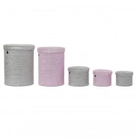 Cestino Multiuso DKD Home Decor Grigio Rosa polipropilene 42 x 42 x 52,5 cm 4 Kg