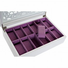 Scatola-Portagioie DKD Home Decor Orologi 29 x 20 x 9,5 cm Cristallo Lilla Bianco Legno MDF