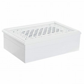 Scatola-Portagioie DKD Home Decor Orologi 29 x 20 x 9,5 cm Cristallo Lilla Bianco Legno MDF
