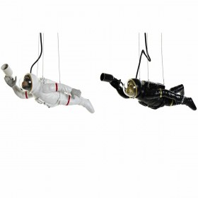 Lampadario DKD Home Decor Nero Bianco Resina 220 V 50 W (46 x 14.5 x 20 cm) (2 pcs)