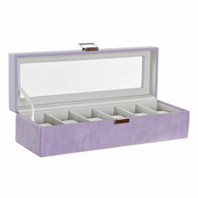 Scatola-Portagioie DKD Home Decor 8424001859894 33 x 11 x 9 cm Cristallo Lilla Poliuretano