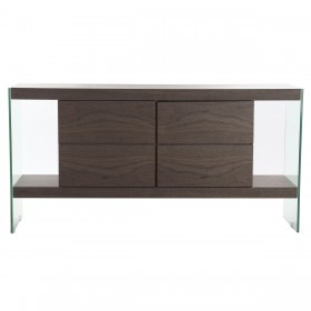 Credenza DKD Home Decor S3022481 Cristallo Marrone Trasparente MDF legno di noce (160 x 45 x 80 cm)