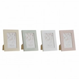 Cornice Portafoto DKD Home Decor Urban Cristallo Beige Rosa Bianco Verde PS (14,5 x 2 x 19,5 cm) (4 Unità)