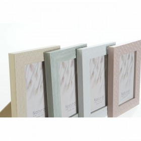Cornice Portafoto DKD Home Decor Urban Cristallo Beige Rosa Bianco Verde PS (14,5 x 2 x 19,5 cm) (4 Unità)