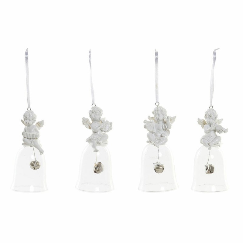Decorazione Natalizia DKD Home Decor Resina Vetro Angelo (4 pcs) (5 x 5 x 10.5 cm)