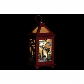 Lanterna DKD Home Decor Natale Bianco Rosso Legno Casa (9 x 9 x 18 cm) (2 pcs)