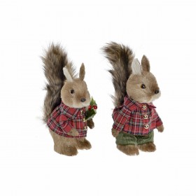 Decorazione Natalizia DKD Home Decor Poliestere Scoiattolo (2 pcs) (12 x 15 x 25 cm)