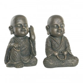 Statua Decorativa DKD Home Decor Fibra di Vetro Dorato Grigio scuro Frate (2) (27 cm) (2 pcs) (27 x 27 cm) (2 Unità) (27 x 27 x
