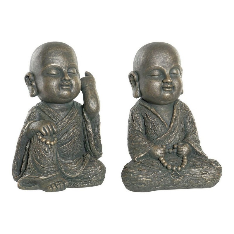Statua Decorativa DKD Home Decor Fibra di Vetro Dorato Grigio scuro Frate (2) (27 cm) (2 pcs) (27 x 27 cm) (2 Unità) (27 x 27 x