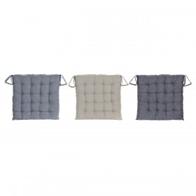 Cuscino per sedie DKD Home Decor Beige Azzurro Poliestere Cotone Alluminio Blu Marino Mediterraneo (3) (38 x 38 x 6 cm) (3 Unità