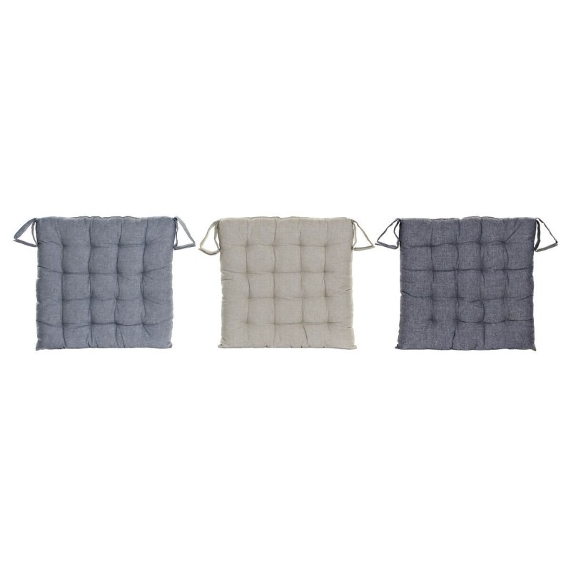 Cuscino per sedie DKD Home Decor Beige Azzurro Poliestere Cotone Alluminio Blu Marino Mediterraneo (3) (38 x 38 x 6 cm) (3 Unità