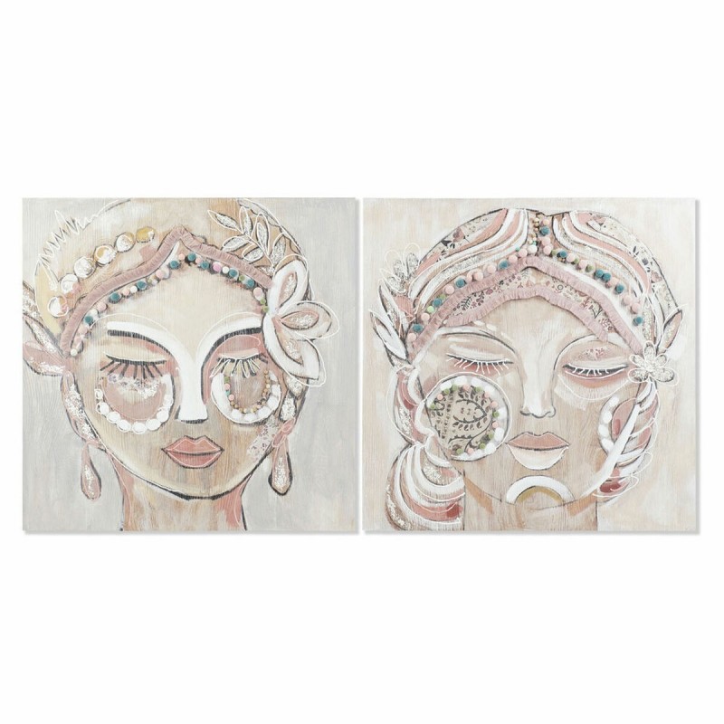 Quadro DKD Home Decor Viso Coloniale (90 x 3,7 x 90 cm) (2 Unità)