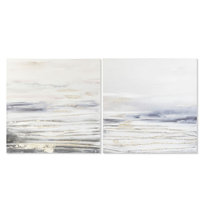 Quadro DKD Home Decor Azzurro Grigio Astratto Moderno 90 x 3,7 x 90 cm (2 Unità)