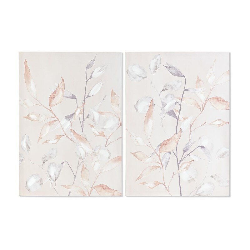 Quadro DKD Home Decor Foglia della pianta (2 Unità) (50 x 3 x 70 cm)