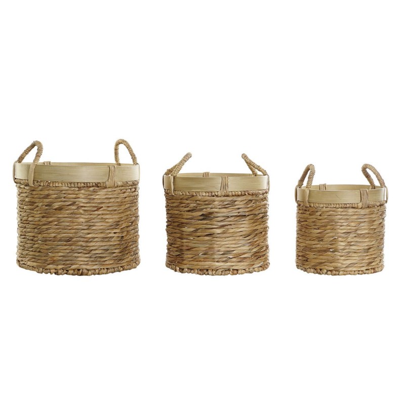 Set di Cestini DKD Home Decor Bambù Tropicale Juncus (35 x 35 x 30,5 cm) (3 Pezzi)